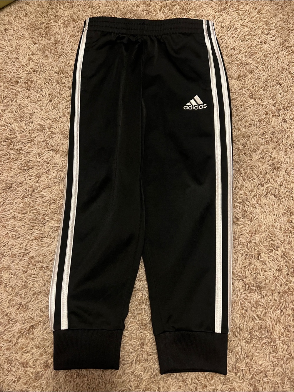 adidas Black Jogger Pants with White Three-Stripes